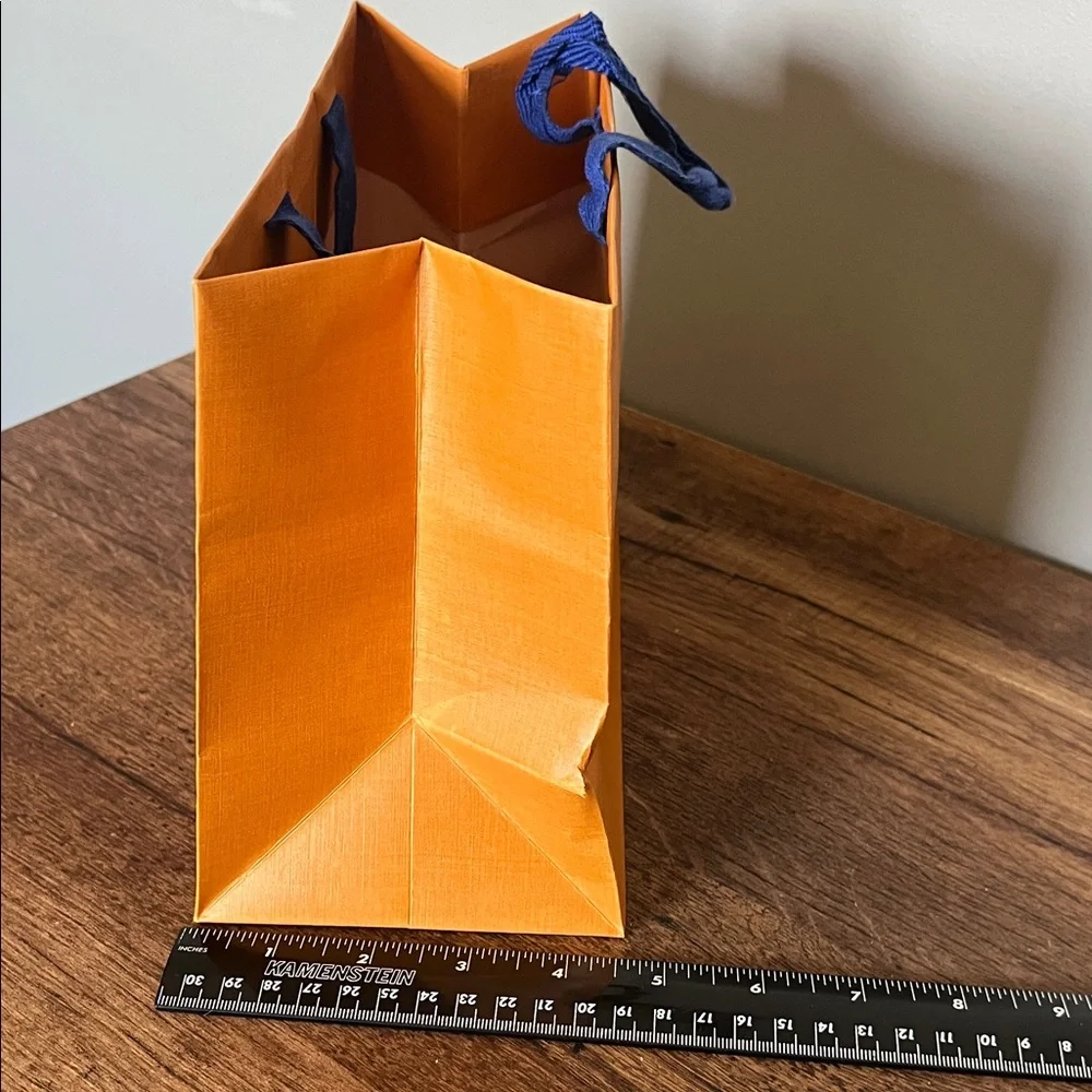 Louis Vuitton Orange Gift Bag with Blue Ribbon Handles